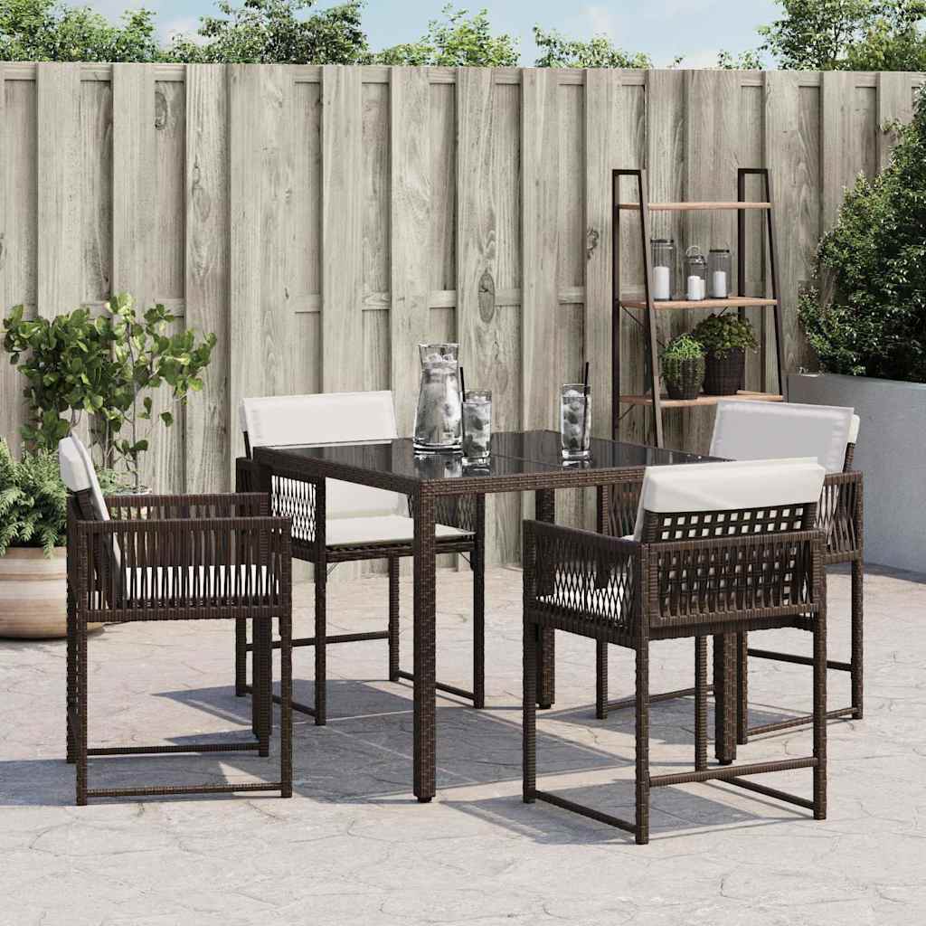 Sedie da Giardino con Cuscini 4 pz Marroni in Polyrattan - homemem39