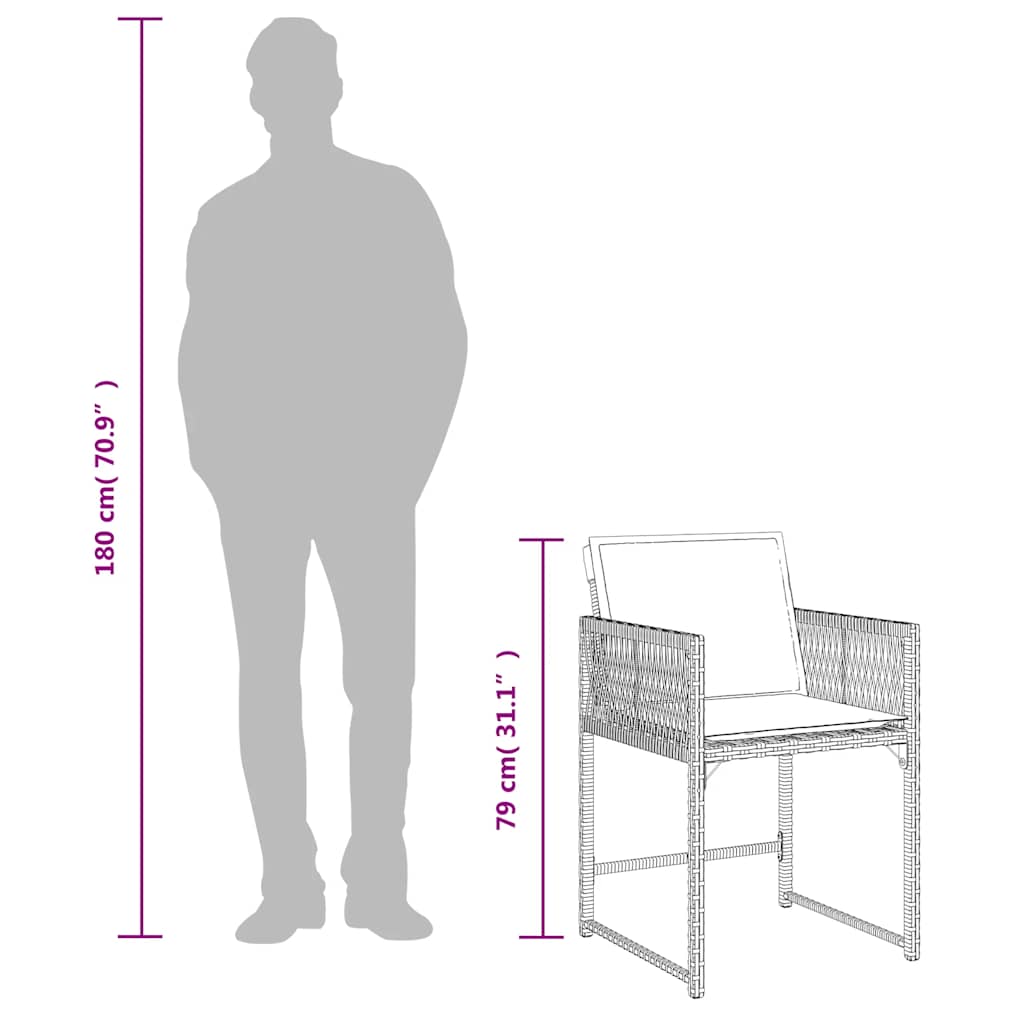 Sedie da Giardino con Cuscini 4 pz Marroni in Polyrattan | homemem39