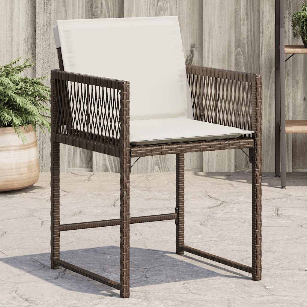Sedie da Giardino con Cuscini 4 pz Marroni in Polyrattan | homemem39