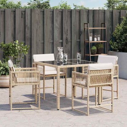 Sedie da Giardino con Cuscini 4 pz Beige in Polyrattan