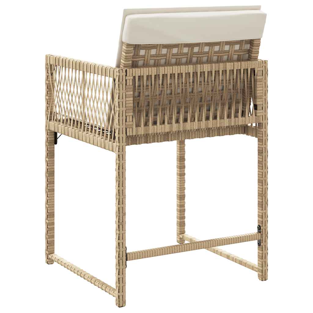 Sedie da Giardino con Cuscini 4 pz Beige in Polyrattan