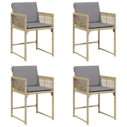 Sedie da Giardino con Cuscini 4 pz Beige Misto in Polyrattan - homemem39