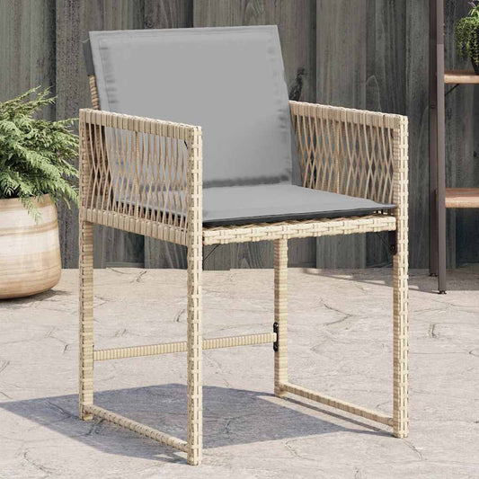 Sedie da Giardino con Cuscini 4 pz Beige Misto in Polyrattan | homemem39