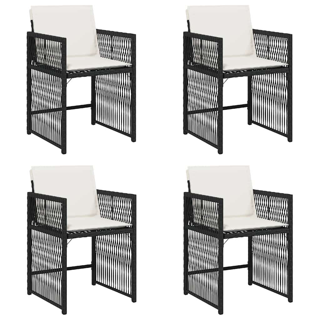 Sedie da Giardino con Cuscini 4 pz Nere in Polyrattan - homemem39