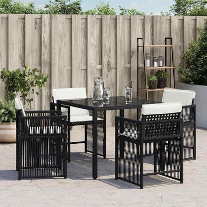 Sedie da Giardino con Cuscini 4 pz Nere in Polyrattan - homemem39