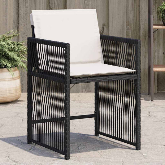 Sedie da Giardino con Cuscini 4 pz Nere in Polyrattan | homemem39