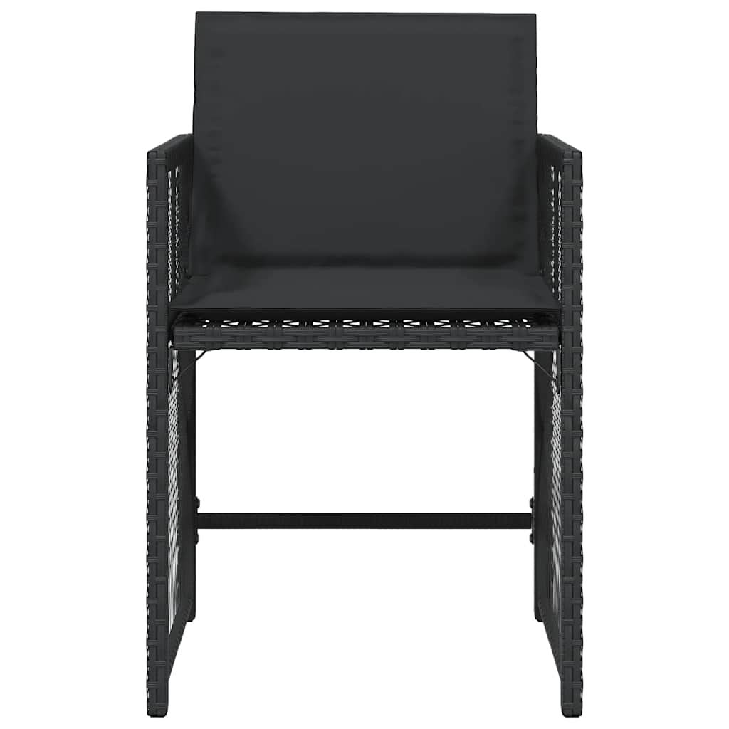 Sedie da Giardino con Cuscini 4 pz Nere in Polyrattan - homemem39