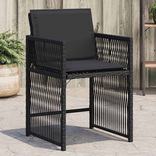 Sedie da Giardino con Cuscini 4 pz Nere in Polyrattan | homemem39