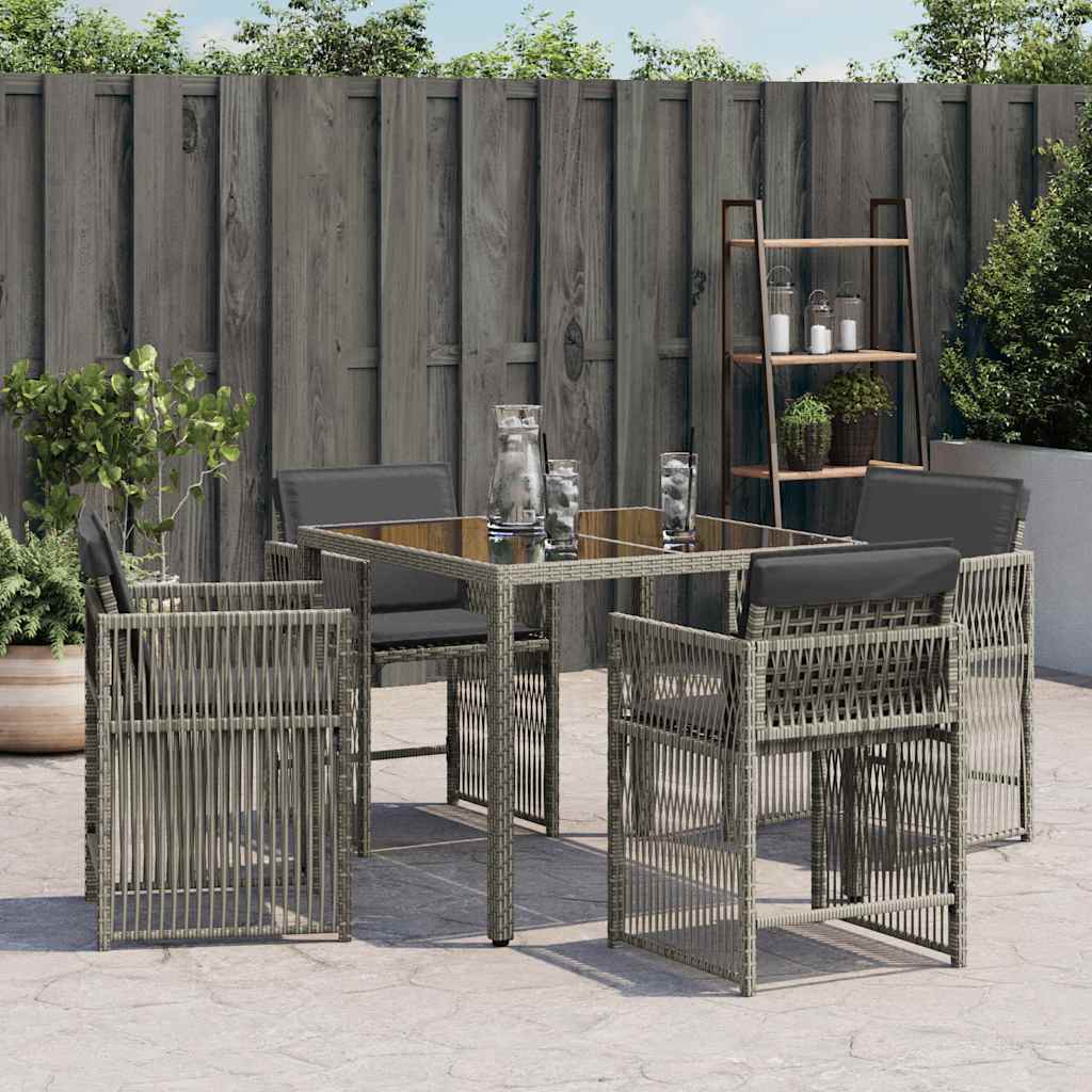 Sedie da Giardino con Cuscini 4pz Grigio in Polyrattan - homemem39