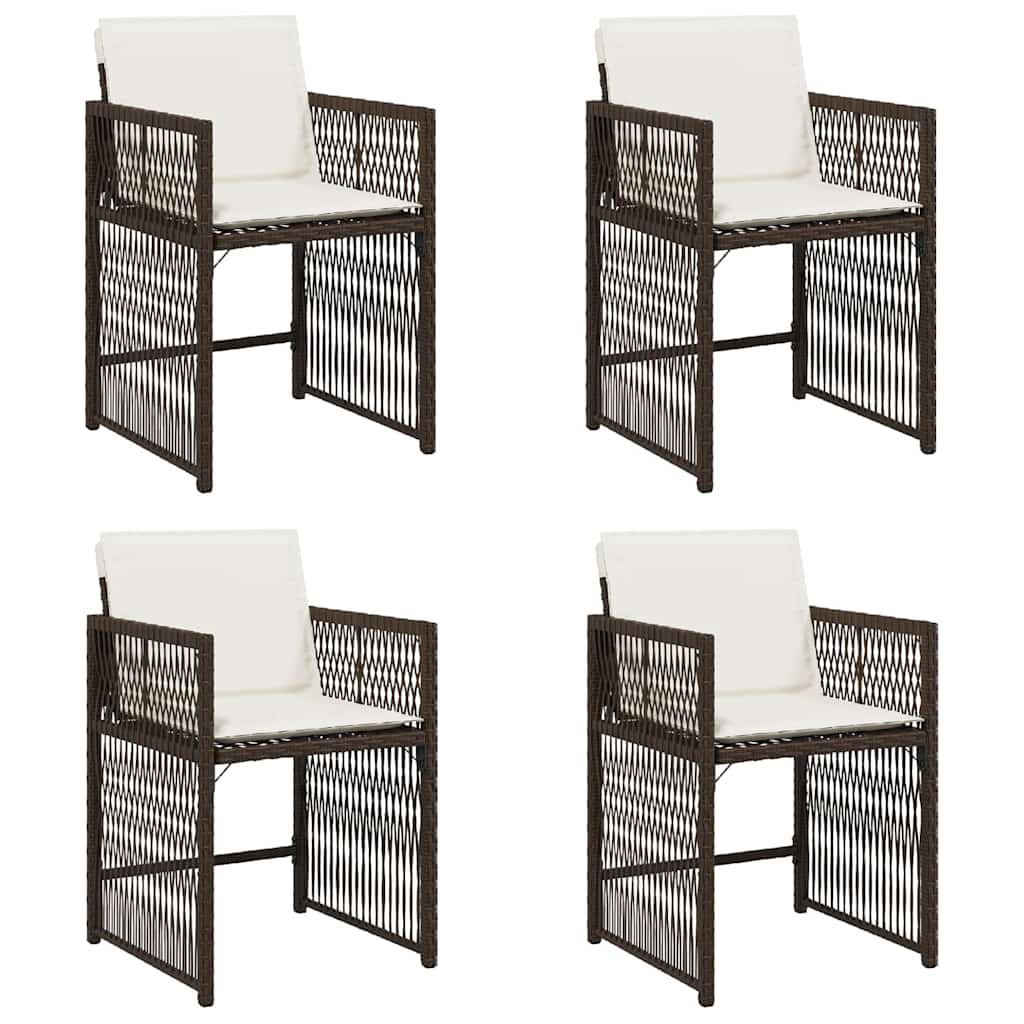 Sedie da Giardino con Cuscini 4 pz Marroni in Polyrattan - homemem39