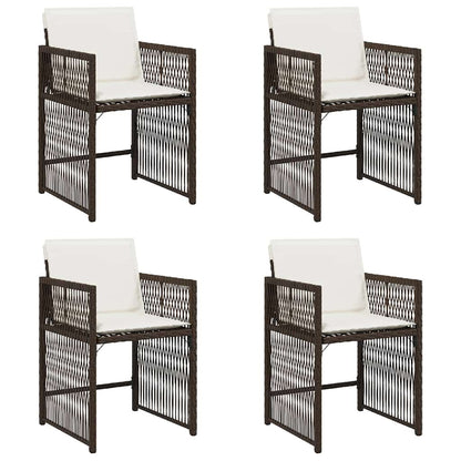 Sedie da Giardino con Cuscini 4 pz Marroni in Polyrattan - homemem39