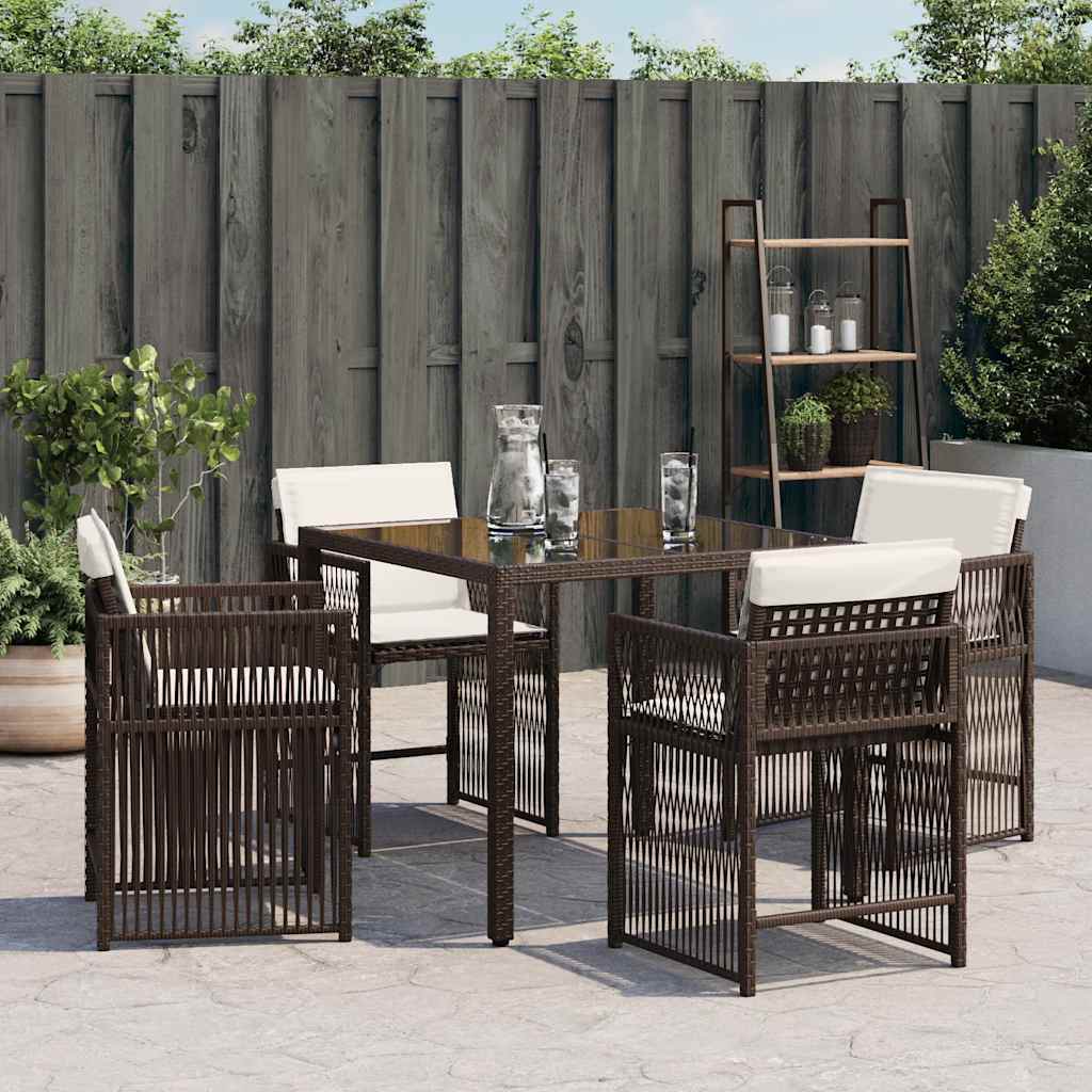 Sedie da Giardino con Cuscini 4 pz Marroni in Polyrattan - homemem39