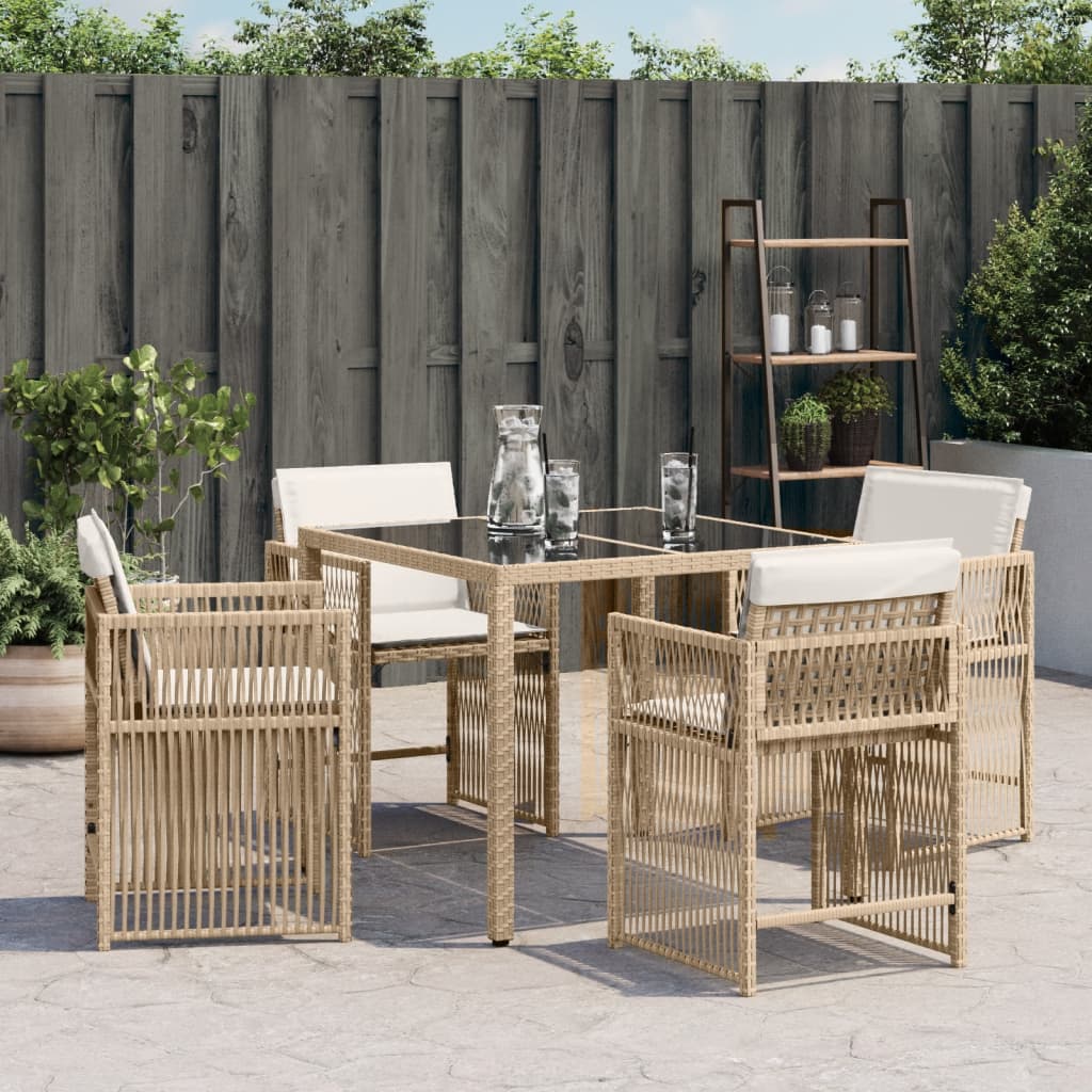 Sedie da Giardino con Cuscini 4 pz Beige in Polyrattan