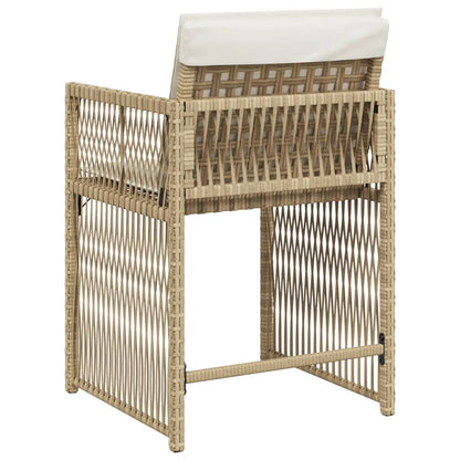 Sedie da Giardino con Cuscini 4 pz Beige in Polyrattan