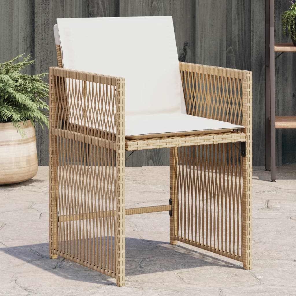 Sedie da Giardino con Cuscini 4 pz Beige in Polyrattan