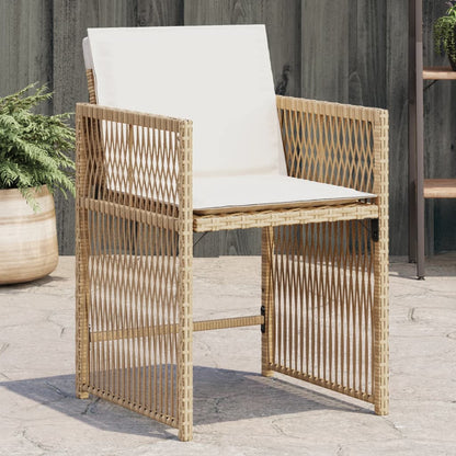 Sedie da Giardino con Cuscini 4 pz Beige in Polyrattan