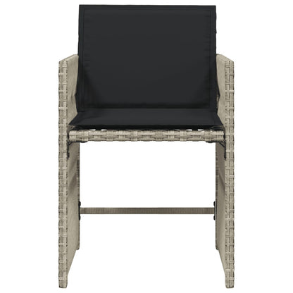 Sedie da Giardino con Cuscini 4 pz Grigio Chiaro in Polyrattan