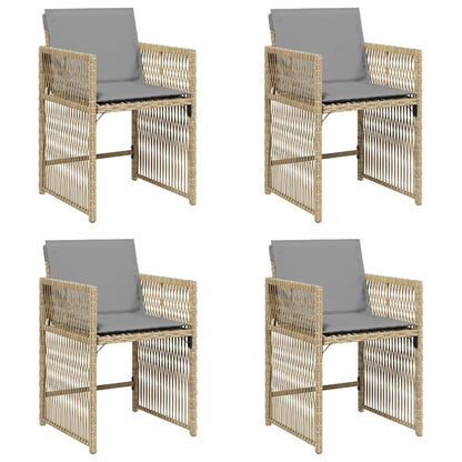 Sedie da Giardino con Cuscini 4 pz Beige Misto in Polyrattan