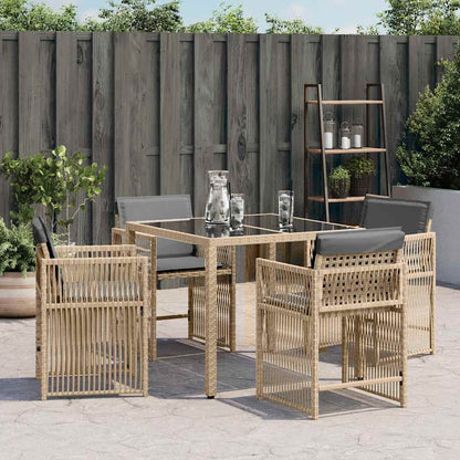Sedie da Giardino con Cuscini 4 pz Beige Misto in Polyrattan