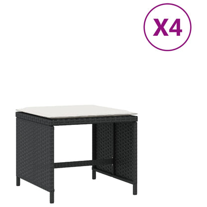 Sgabelli da Giardino con Cuscini 4pz Neri 41x41x36cm Polyrattan - homemem39