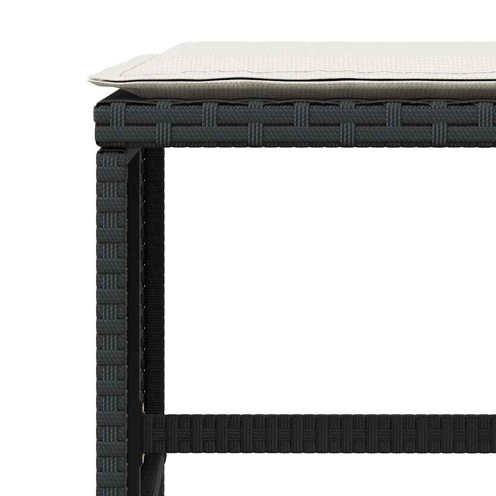 Sgabelli da Giardino con Cuscini 4pz Neri 41x41x36cm Polyrattan | homemem39