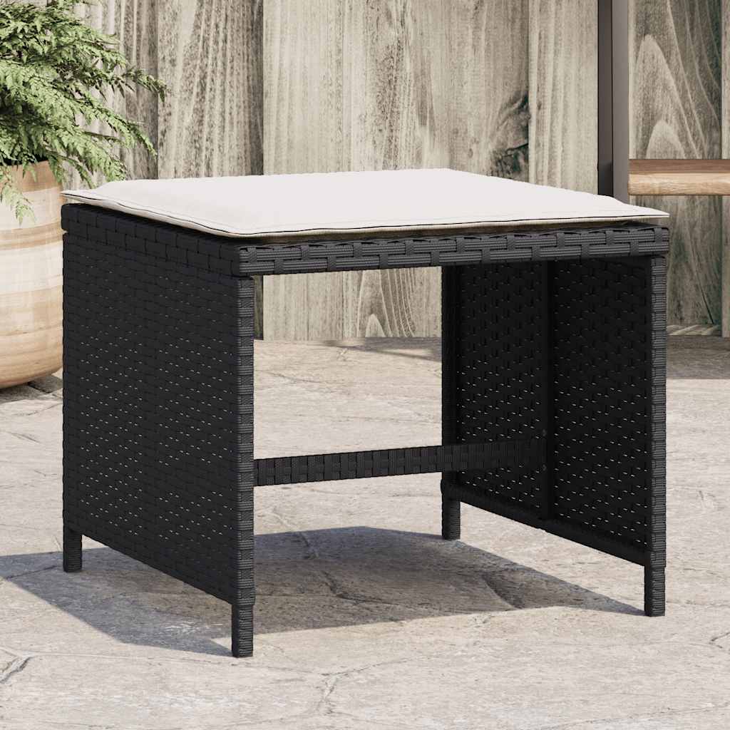 Sgabelli da Giardino con Cuscini 4pz Neri 41x41x36cm Polyrattan | homemem39