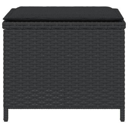 Sgabelli da Giardino con Cuscini 4pz Neri 41x41x36cm Polyrattan - homemem39