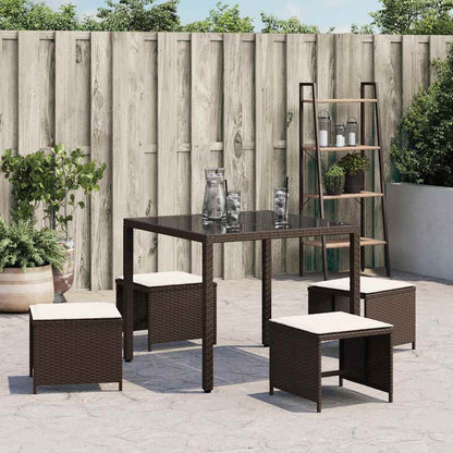 Sgabelli Giardino con Cuscini 4pz Marroni 41x41x36cm Polyrattan | homemem39