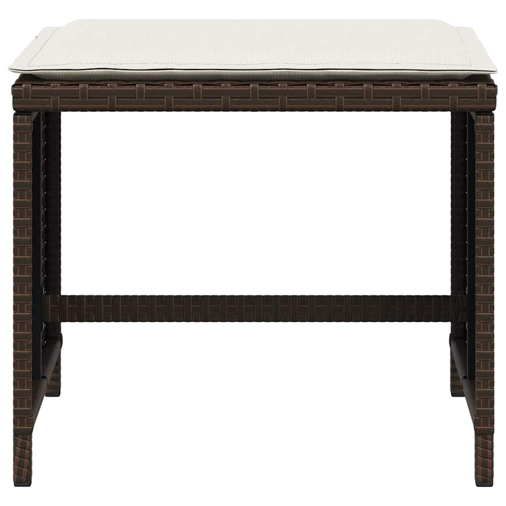 Sgabelli Giardino con Cuscini 4pz Marroni 41x41x36cm Polyrattan | homemem39