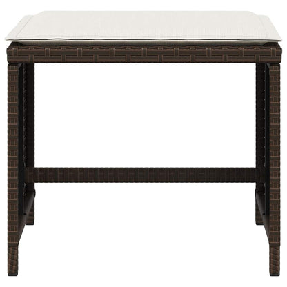 Sgabelli Giardino con Cuscini 4pz Marroni 41x41x36cm Polyrattan | homemem39