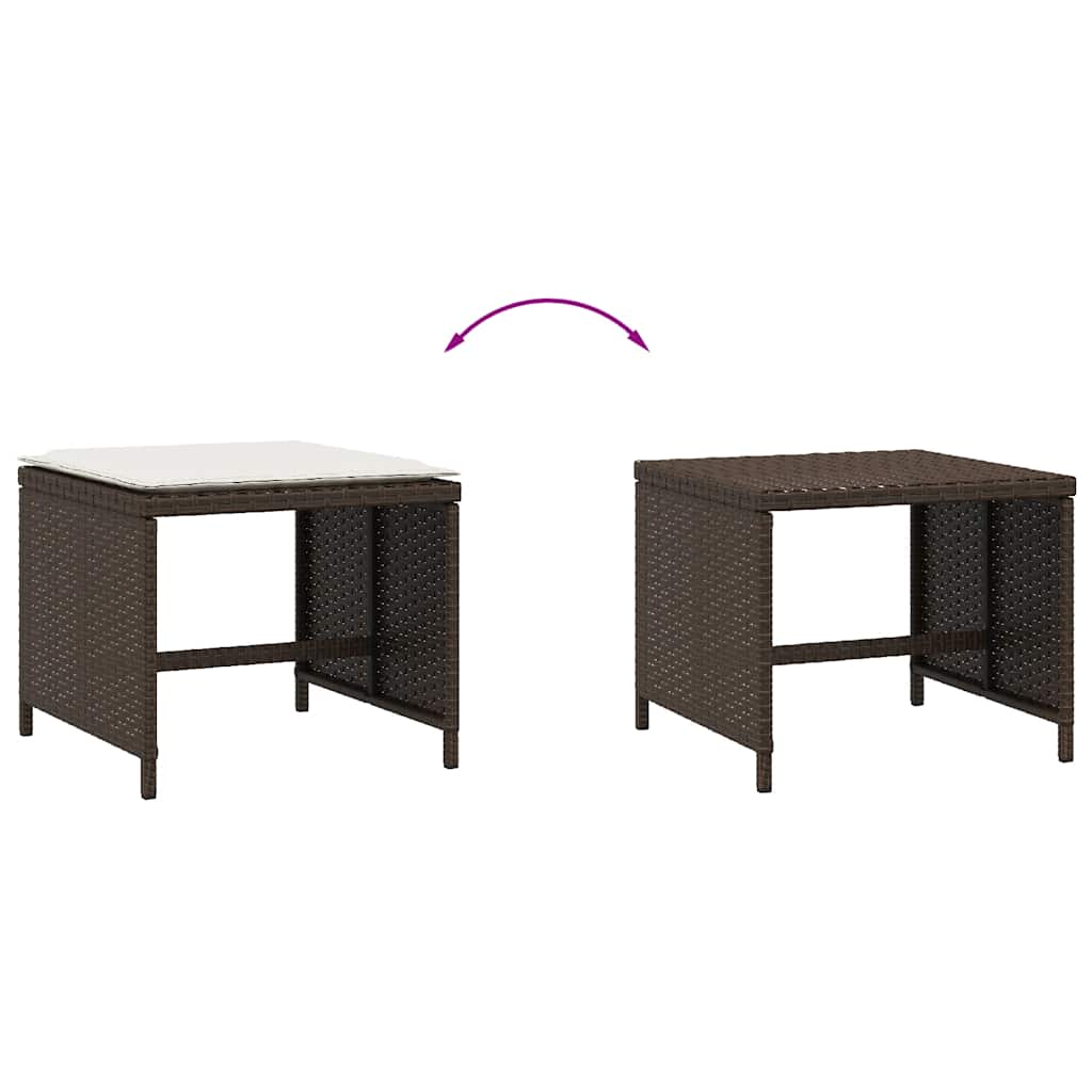 Sgabelli Giardino con Cuscini 4pz Marroni 41x41x36cm Polyrattan | homemem39