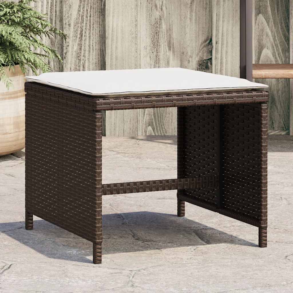 Sgabelli Giardino con Cuscini 4pz Marroni 41x41x36cm Polyrattan | homemem39