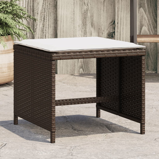 Sgabelli Giardino con Cuscini 4pz Marroni 41x41x36cm Polyrattan - homemem39