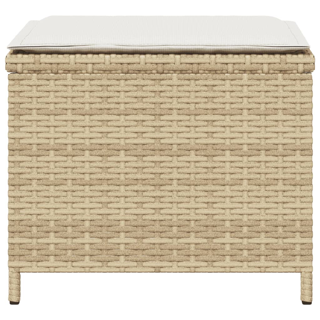 Sgabelli Giardino con Cuscini 4pz Beige 41x41x36cm Polyrattan - homemem39