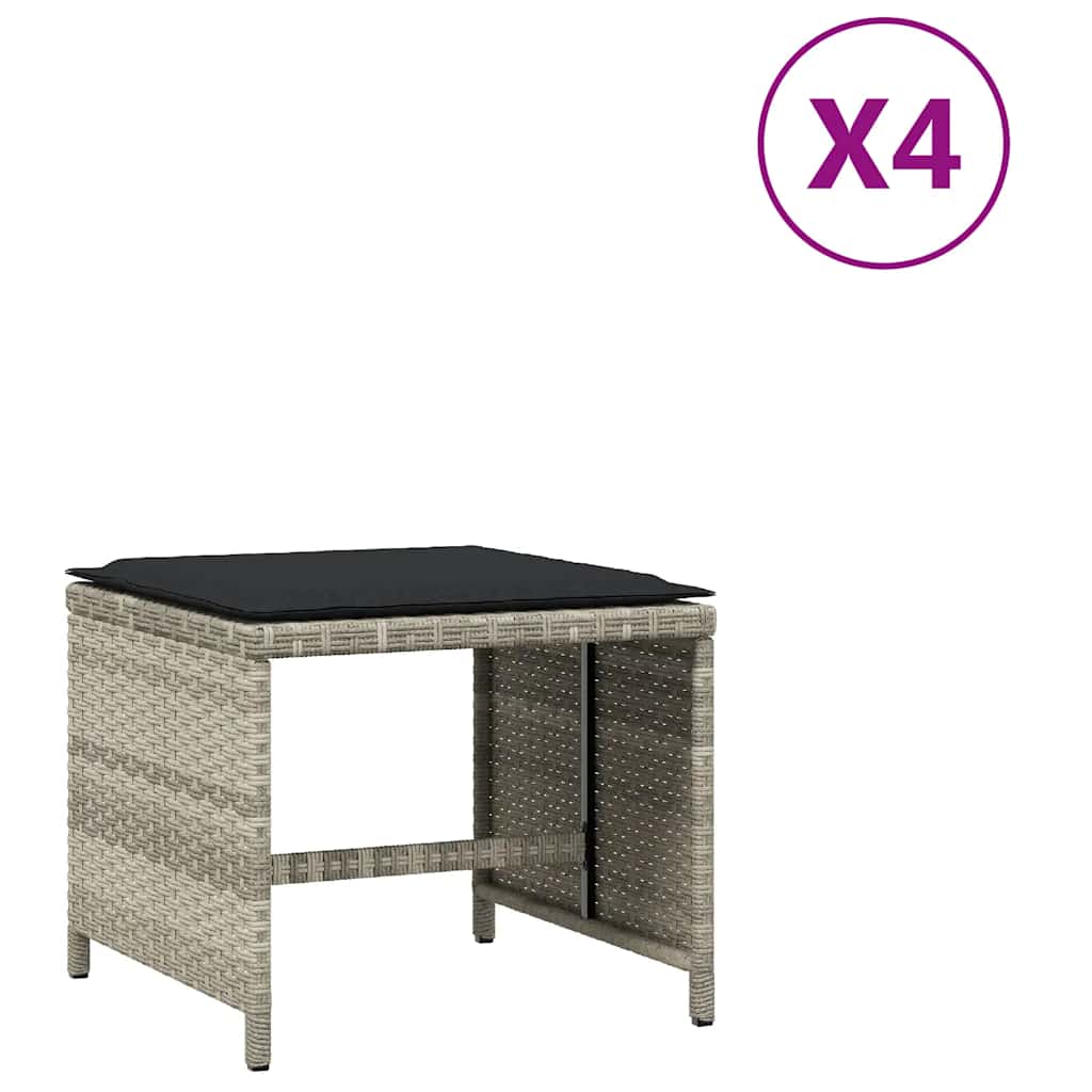 Sgabelli Giardino Cuscini 4pz Grigio Chiaro 41x41x36 Polyrattan | homemem39