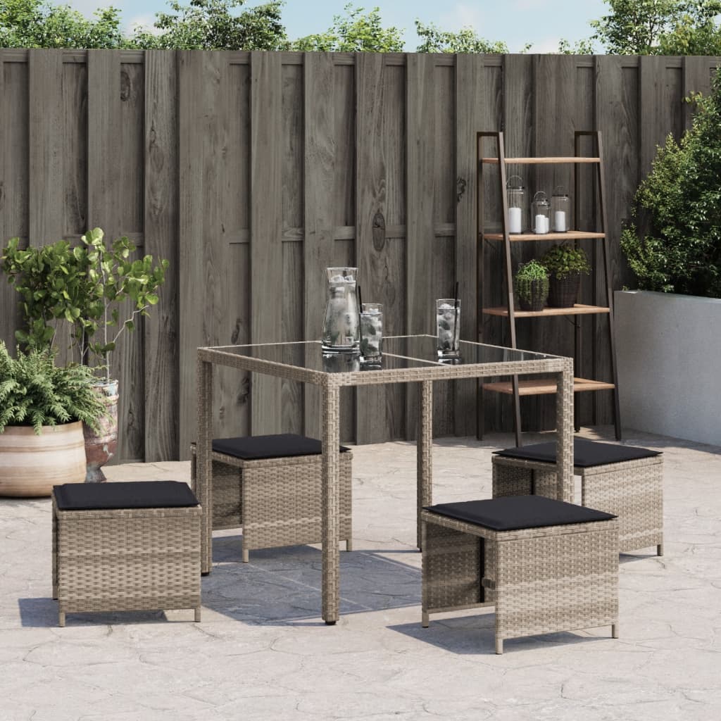 Sgabelli Giardino Cuscini 4pz Grigio Chiaro 41x41x36 Polyrattan - homemem39