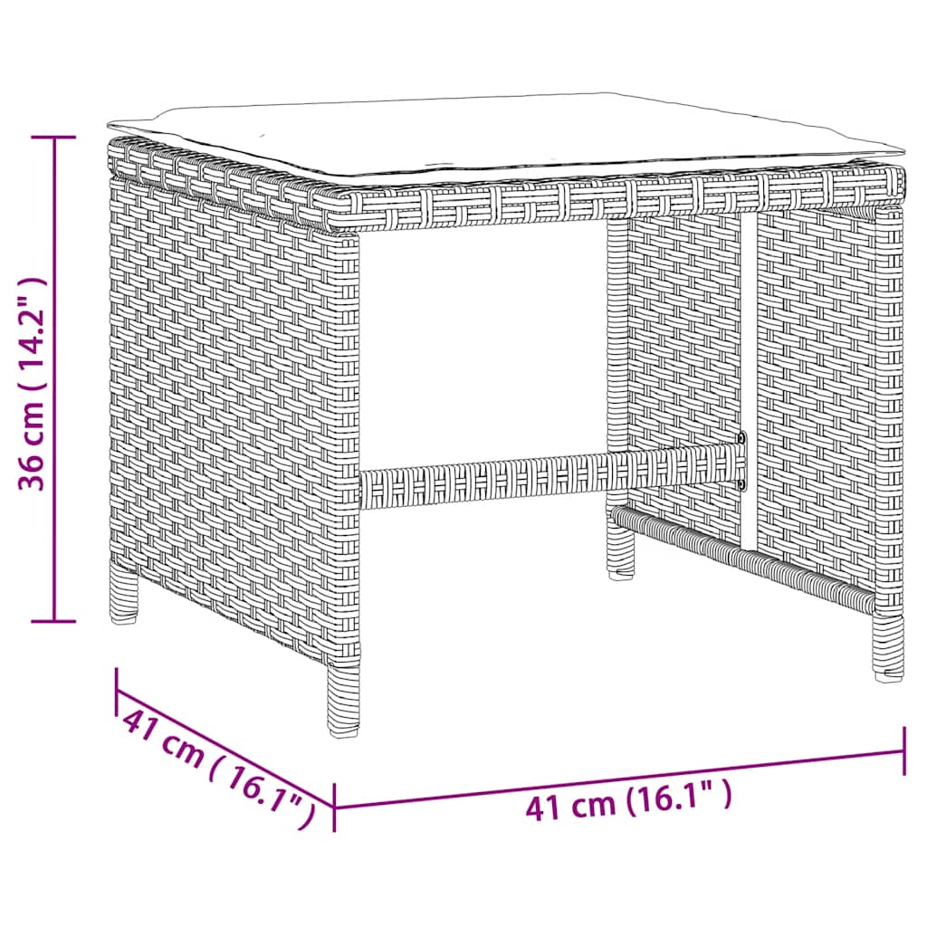 Sgabelli Giardino Cuscini 4pz Grigio Chiaro 41x41x36 Polyrattan | homemem39