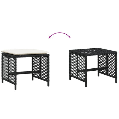 Sgabelli da Giardino con Cuscini 4pz Neri 41x41x36cm Polyrattan - homemem39