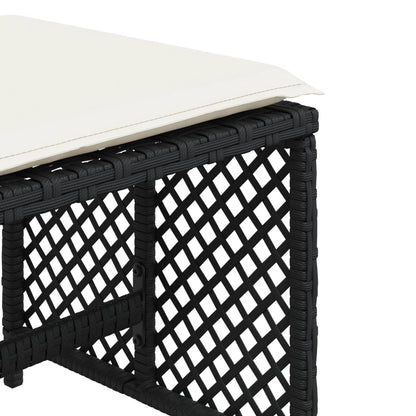 Sgabelli da Giardino con Cuscini 4pz Neri 41x41x36cm Polyrattan - homemem39