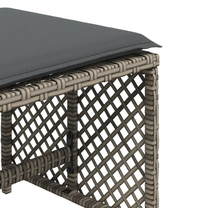 Sgabelli Giardino con Cuscini 4pz Grigi 41x41x36cm Polyrattan - homemem39