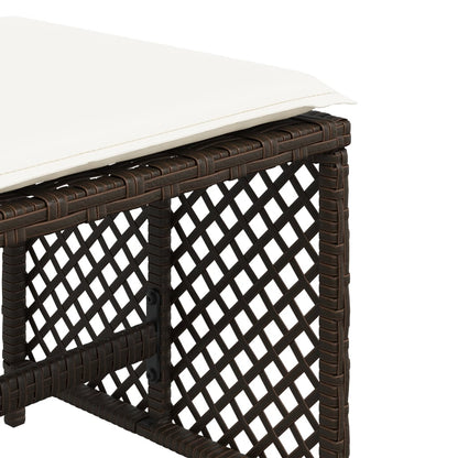 Sgabelli Giardino con Cuscini 4pz Marroni 41x41x36cm Polyrattan - homemem39