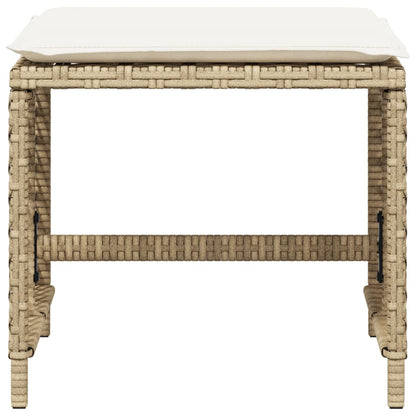 Sgabelli Giardino con Cuscini 4pz Beige 41x41x36cm Polyrattan