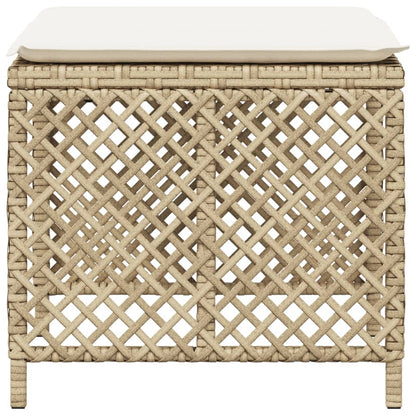 Sgabelli Giardino con Cuscini 4pz Beige 41x41x36cm Polyrattan