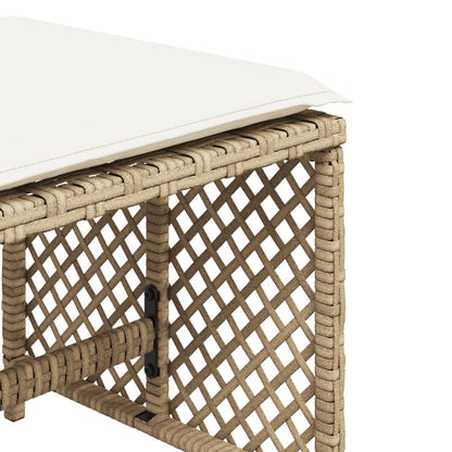 Sgabelli Giardino con Cuscini 4pz Beige 41x41x36cm Polyrattan