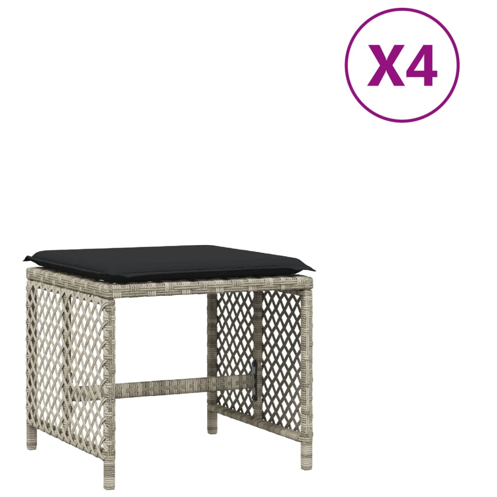 Sgabelli Giardino Cuscini 4pz Grigio Chiaro 41x41x36 Polyrattan - homemem39