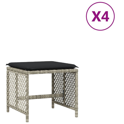 Sgabelli Giardino Cuscini 4pz Grigio Chiaro 41x41x36 Polyrattan - homemem39