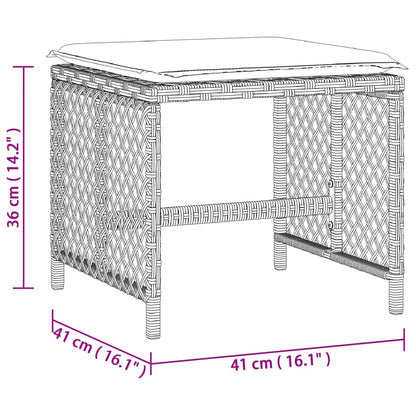 Sgabelli Giardino Cuscini 4pz Grigio Chiaro 41x41x36 Polyrattan