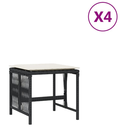 Sgabelli da Giardino con Cuscini 4pz Neri 41x41x36cm Polyrattan - homemem39