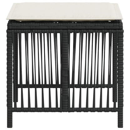 Sgabelli da Giardino con Cuscini 4pz Neri 41x41x36cm Polyrattan - homemem39