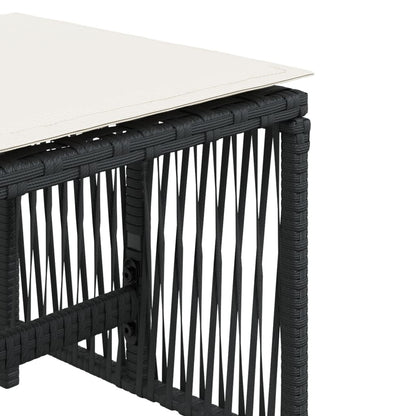 Sgabelli da Giardino con Cuscini 4pz Neri 41x41x36cm Polyrattan - homemem39